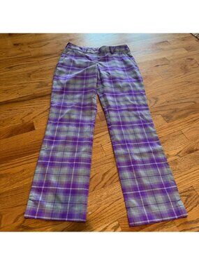 NIKE GOLF WOMENS PURPLE PLAID GOLF PANTS SIZE 6 DRI FIT